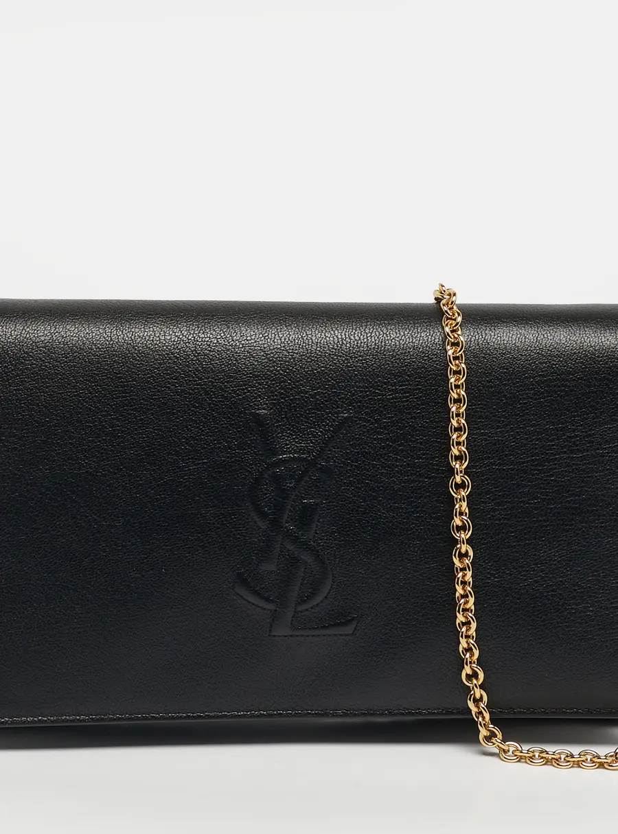 Yves Saint Laurent Belle de Jour Black Leather Wallet On Chain