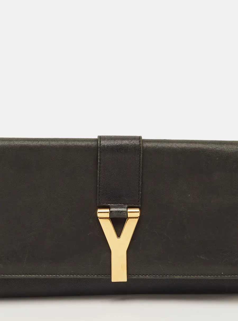 Yves Saint Laurent Chyc Dark Green Leather Clutch