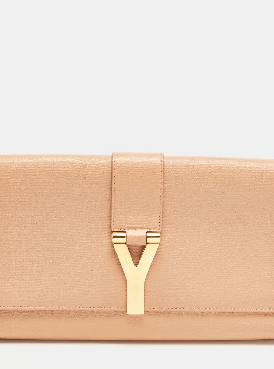 Yves Saint Laurent Y Line Beige Leather Clutch