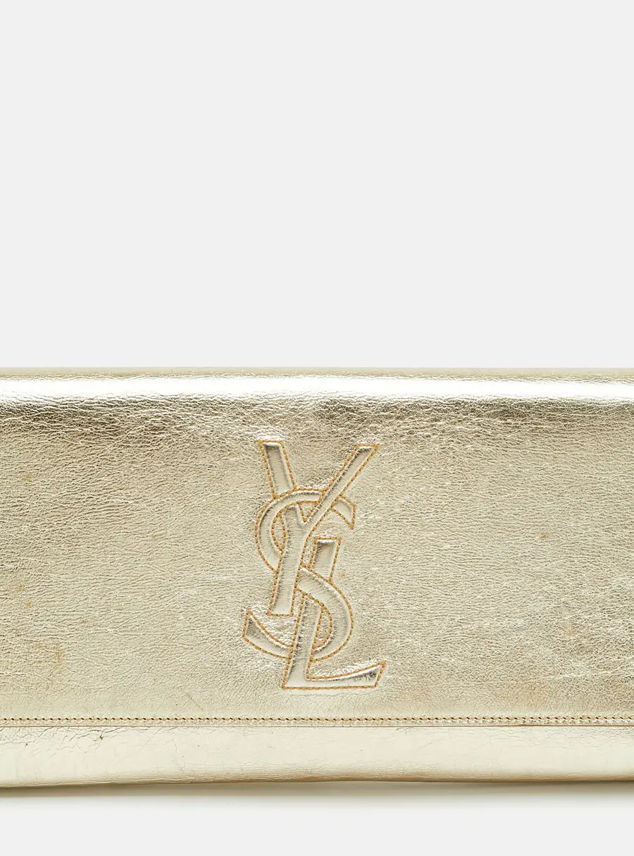 Yves Saint Laurent Belle De Jour Gold Leather Clutch