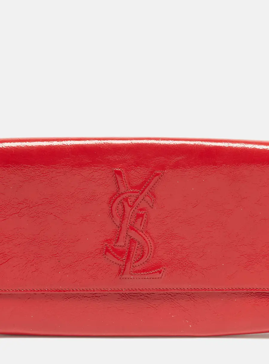 Yves Saint Laurent Belle De Jour Red Patent Leather Flap Clutch