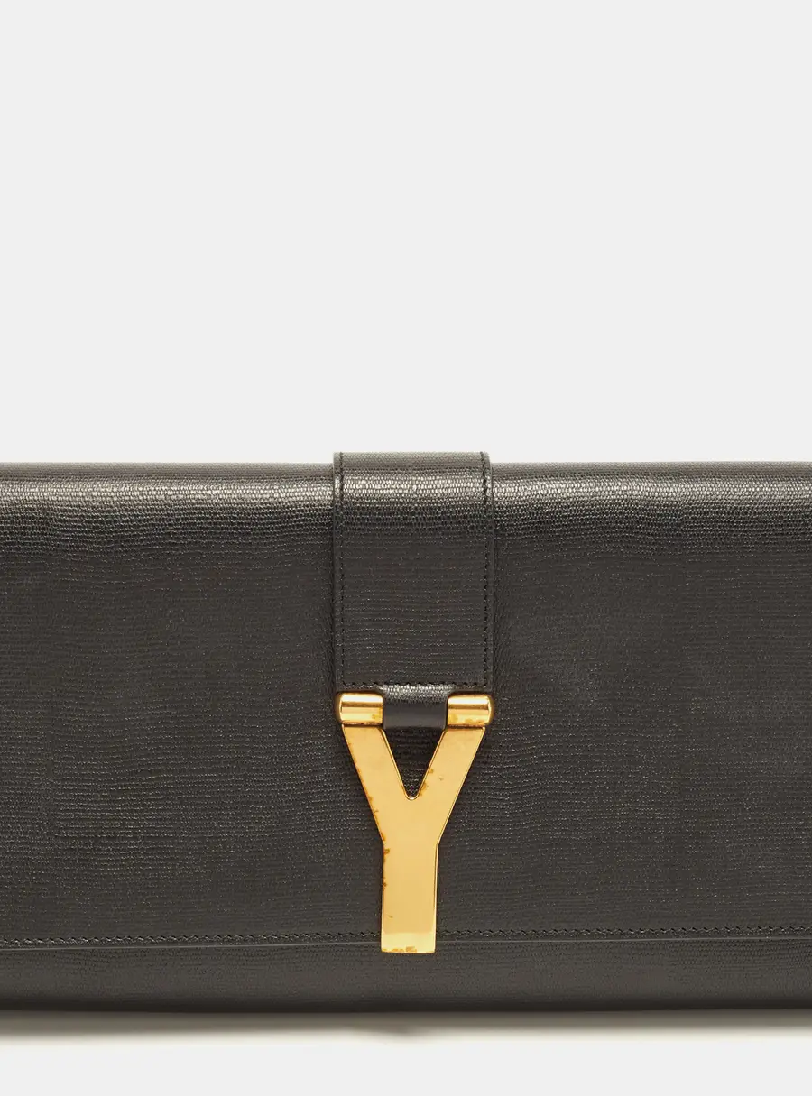 Yves Saint Laurent Black Leather Ligne Y Clutch