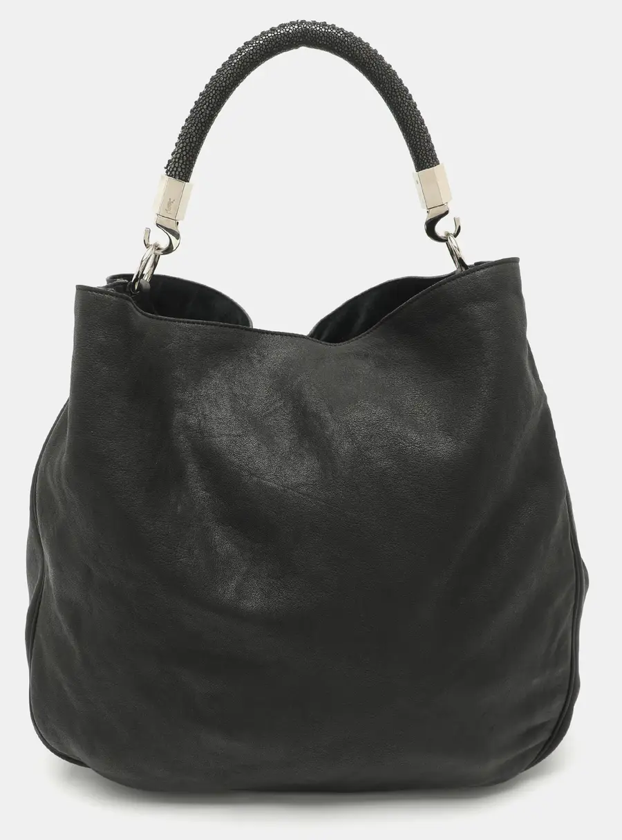 Yves Saint Laurent Roady Black Leather and Stingray Hobo