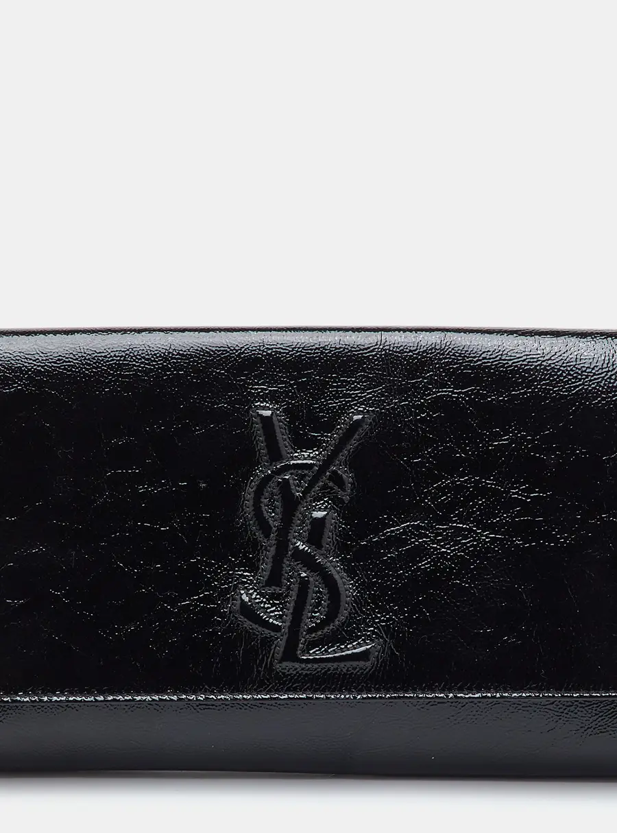 Yves Saint Laurent Belle De Jour Black Patent Leather Flap Clutch