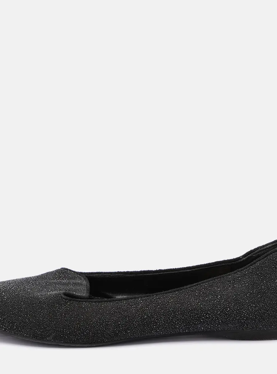 Yves Saint Laurent Black Glitter Smoking Slippers Size 34