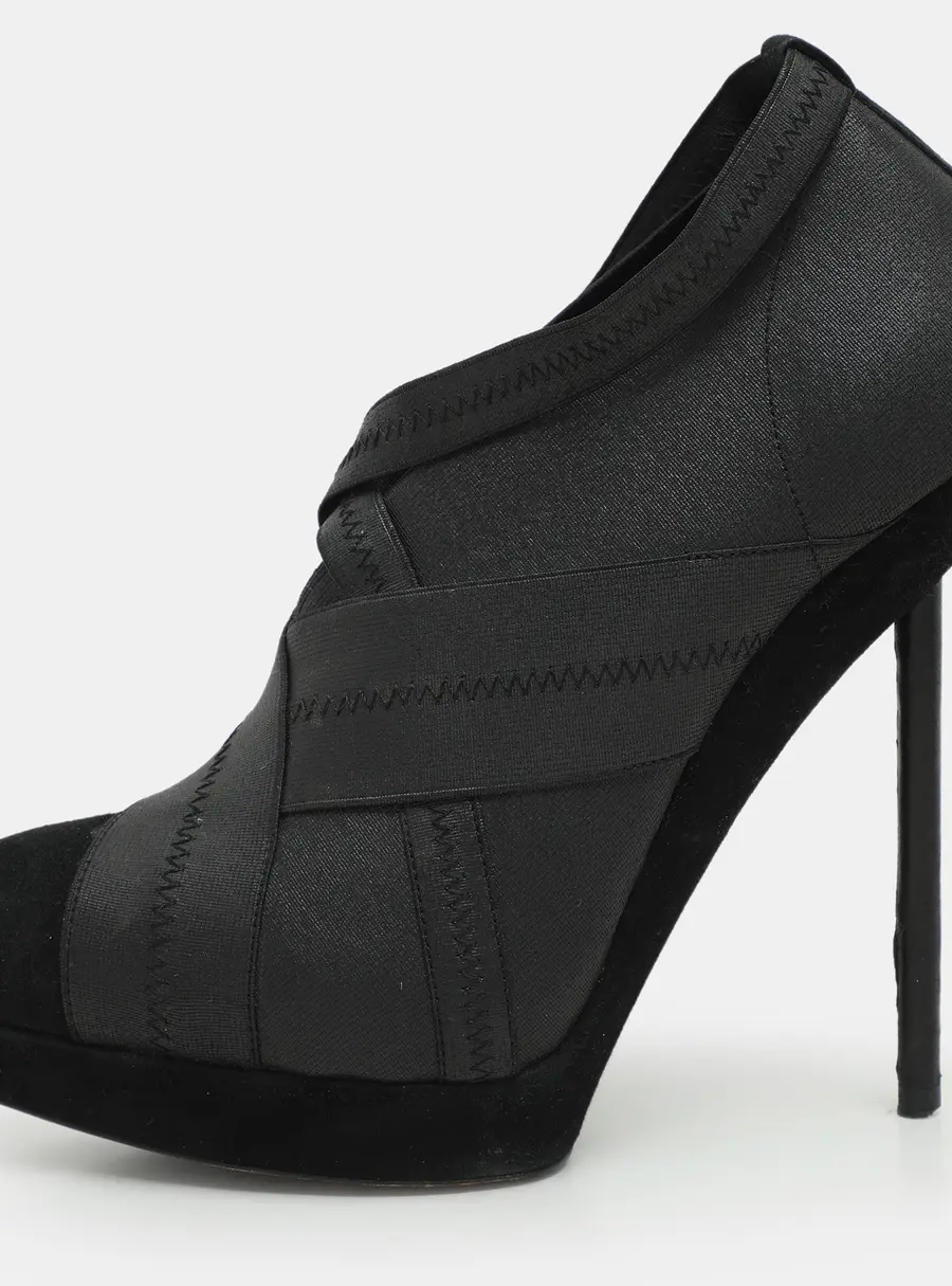 Yves Saint Laurent Black Elastic Bandage And Suede Booties Size 39