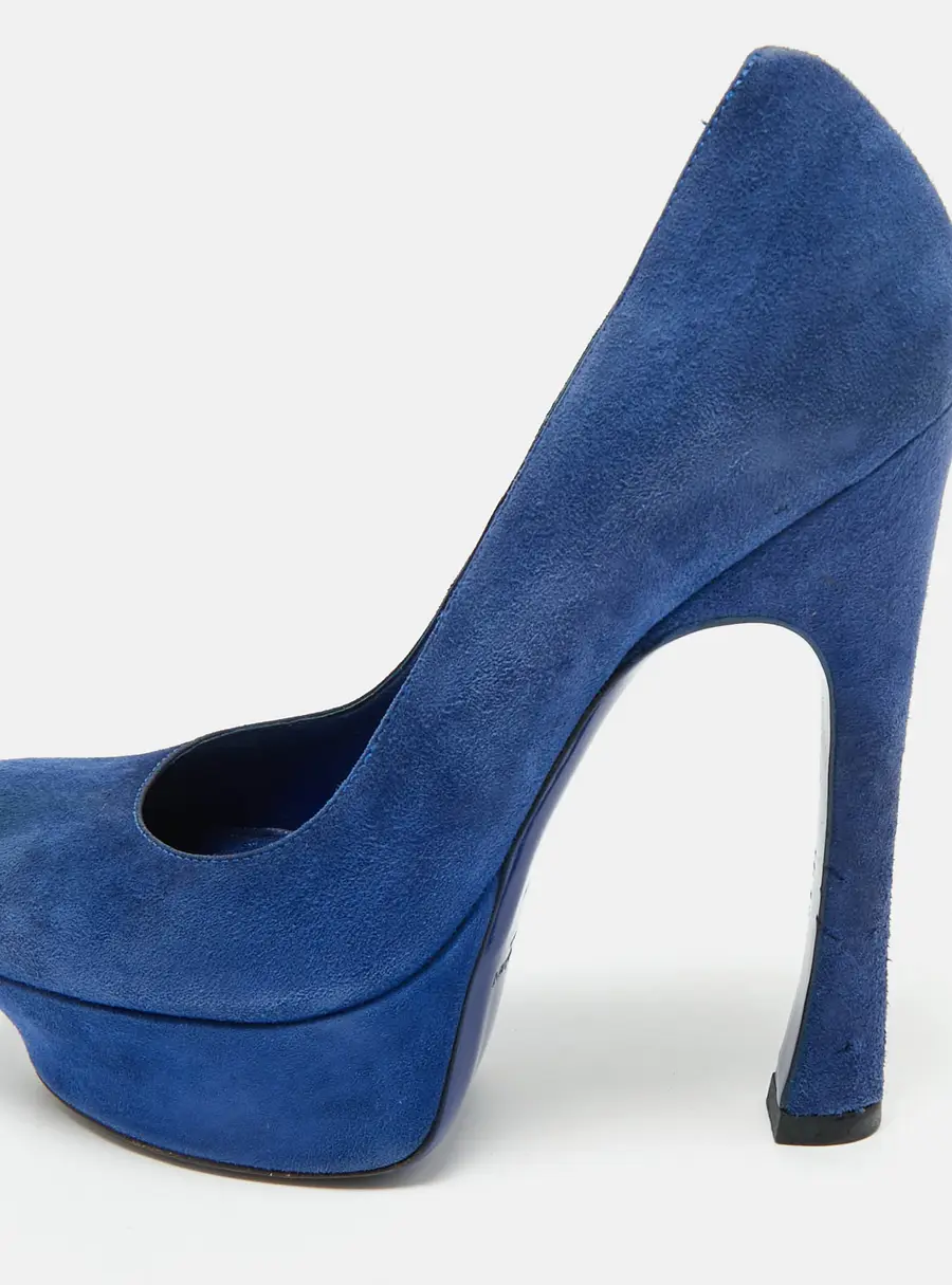 Yves Saint Laurent Blue Suede Platform Pumps Size 35