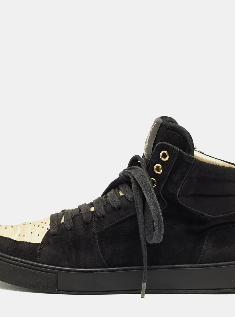 Yves Saint Laurent Black Leather and Suede High Top Sneakers Size 39