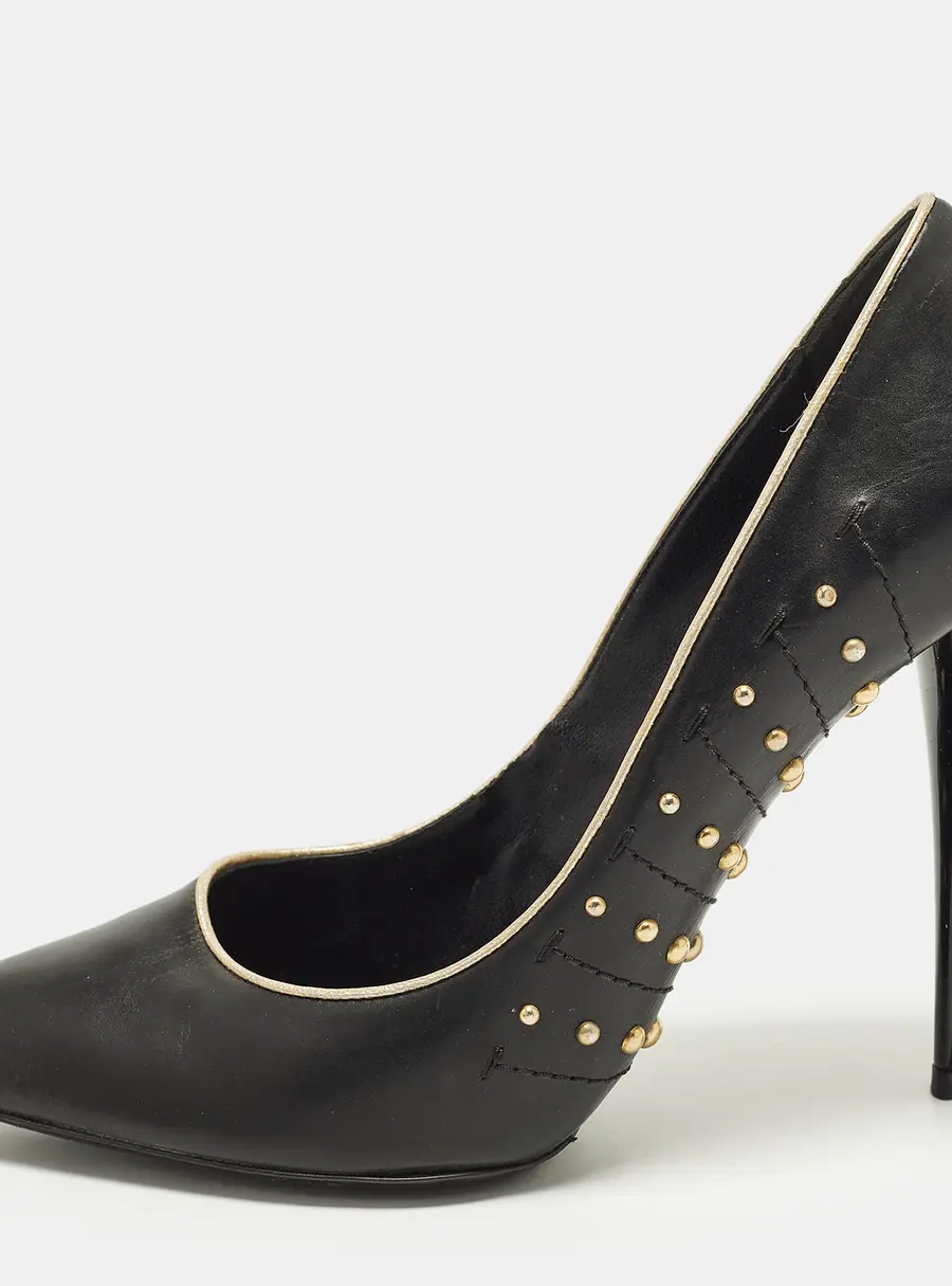 Yves Saint Laurent Size 39.5 Black Leather Pumps