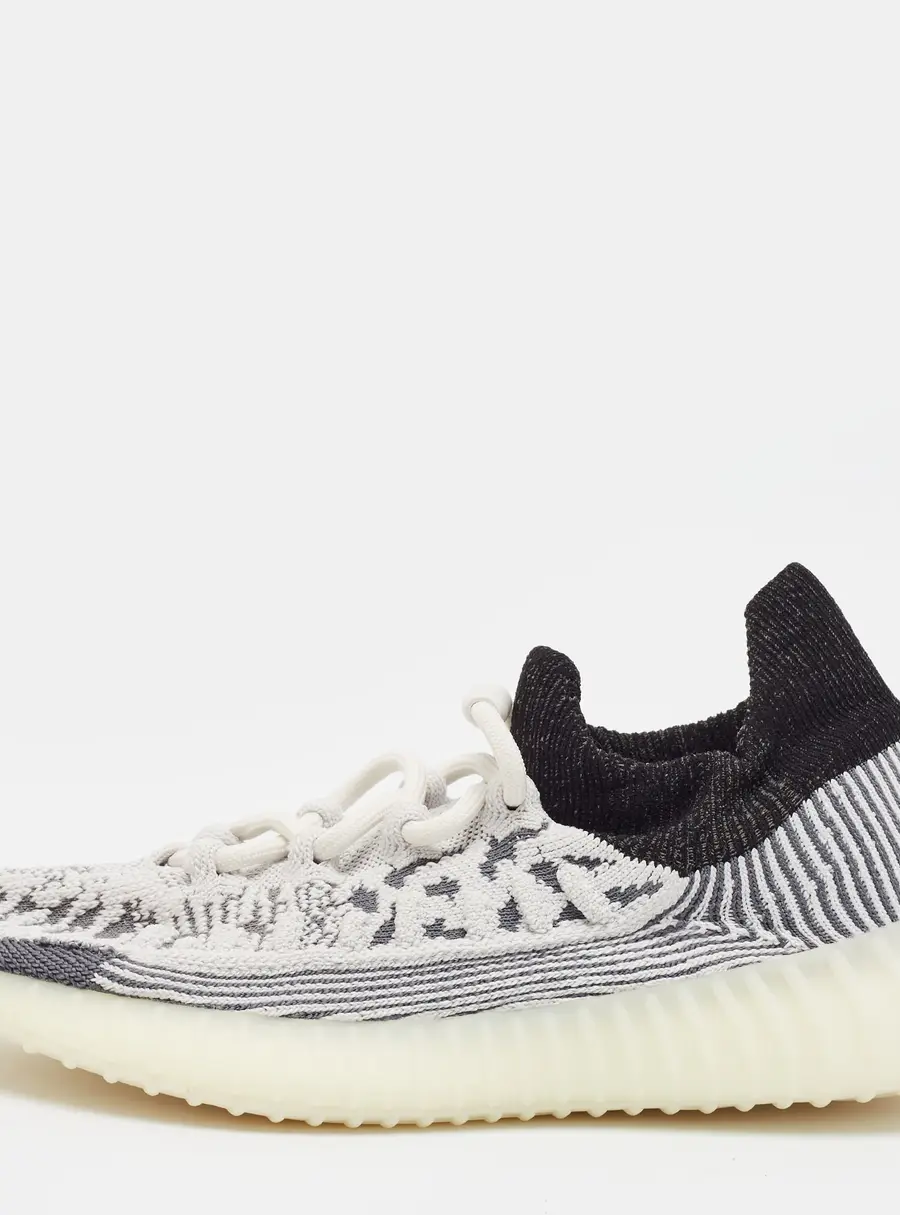 Yeezy x Adidas Boost 350 V2 CMPCT Slate Panda Size 36.5 White/Black Knit Fabric Low Top Sneakers