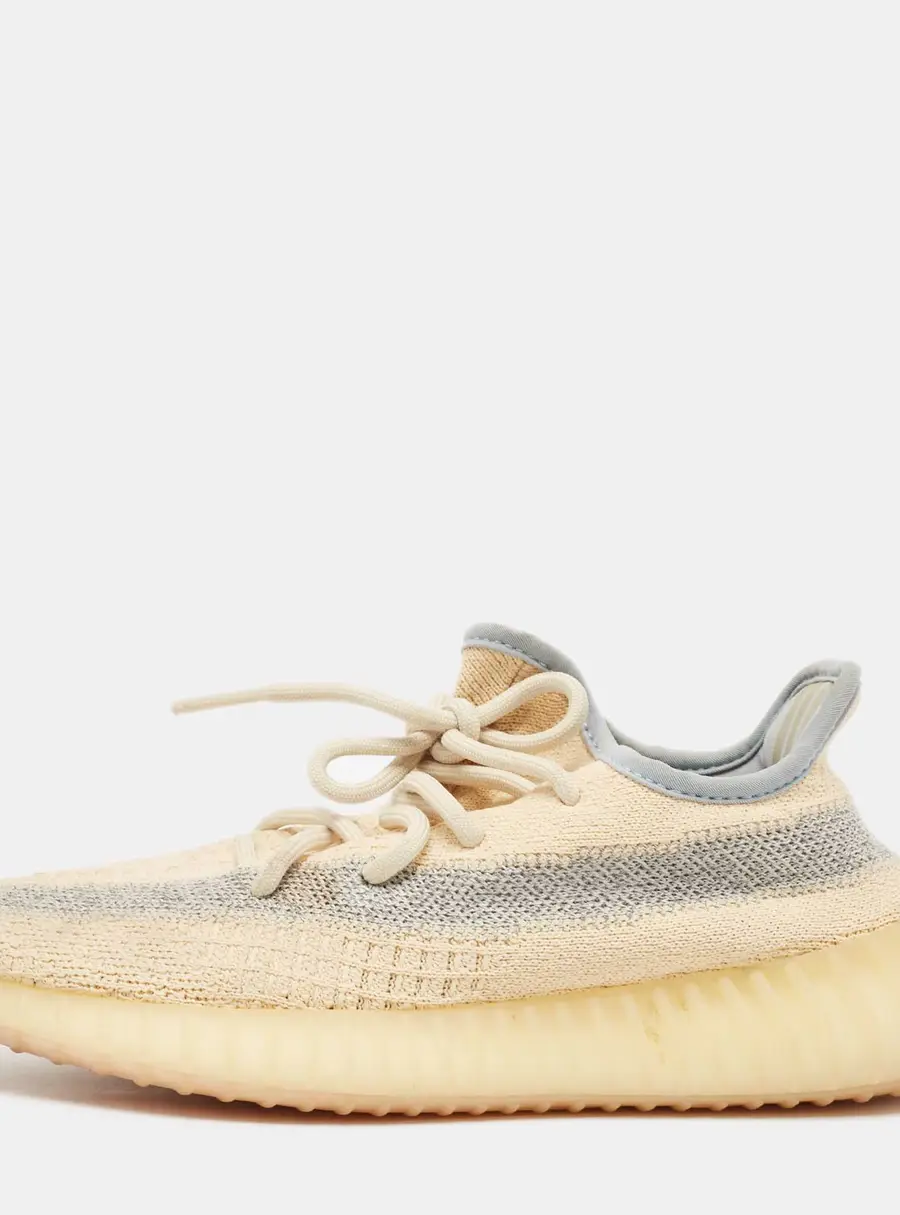 Yeezy x Adidas Light Yellow Knit Fabric Boost 350 V2 Linen Sneakers Size 37 1/3