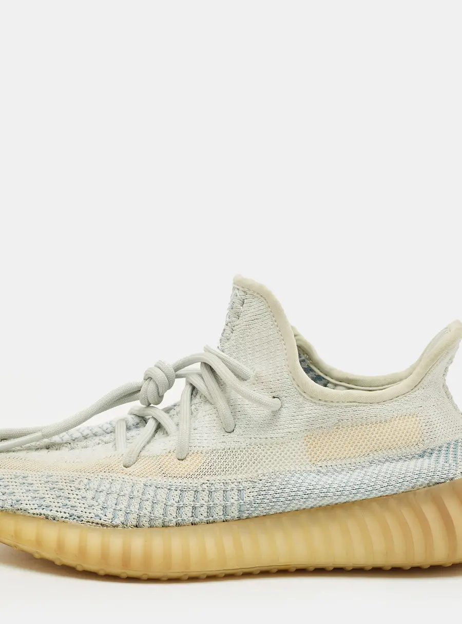 Yeezy x Adidas White/Blue Knit Fabric Boost 350 V2 Bone Sneakers Size 38 2/3