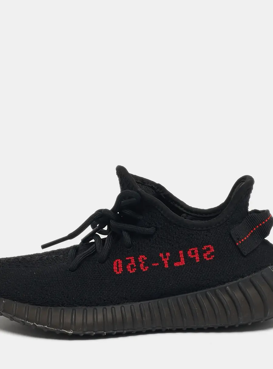 Yeezy x Adidas Boost 350 V2 Bred Size 38 Black Knit Fabric Lace Up Sneakers