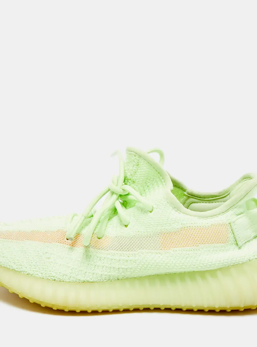 Yeezy x Adidas Boost 350 V2 Size 40 Neon Green Knit Fabric Glow Lace Up Sneakers