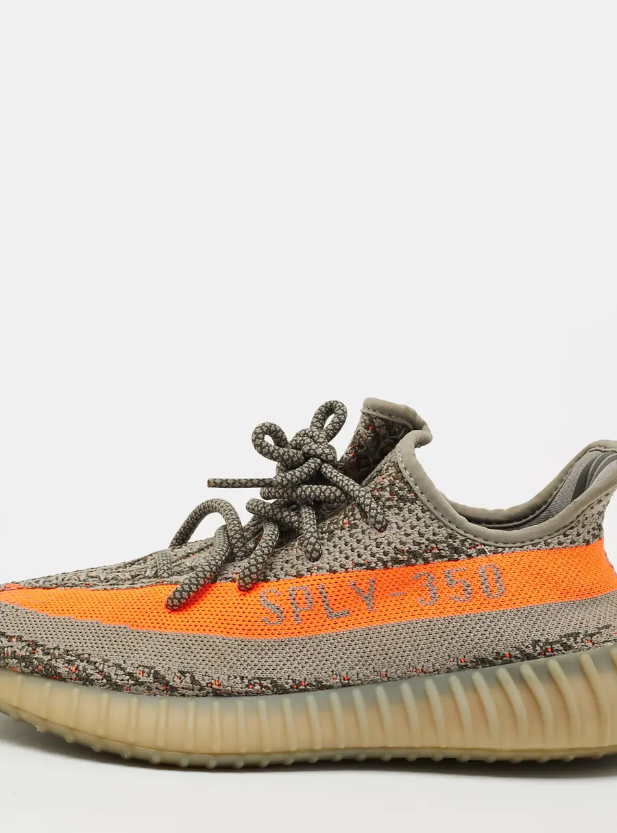 Yeezy x Adidas Boost 350 V2 Beluga Reflective Size 41 1/3 Grey/Orange Knit Fabric Low Top Sneakers