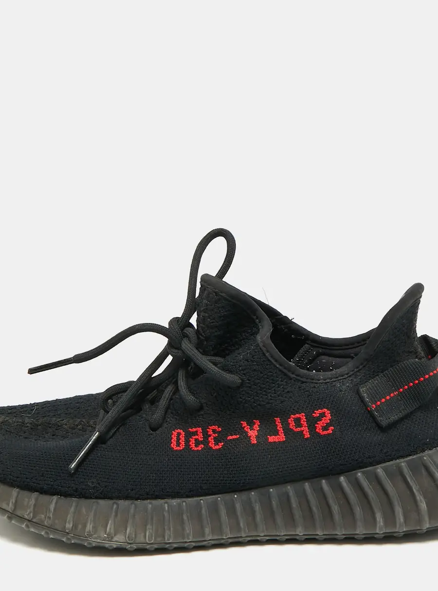 Yeezy x Adidas Boost 350 V2 Bred Size 44 Black Knit Fabric Low Top Sneakers