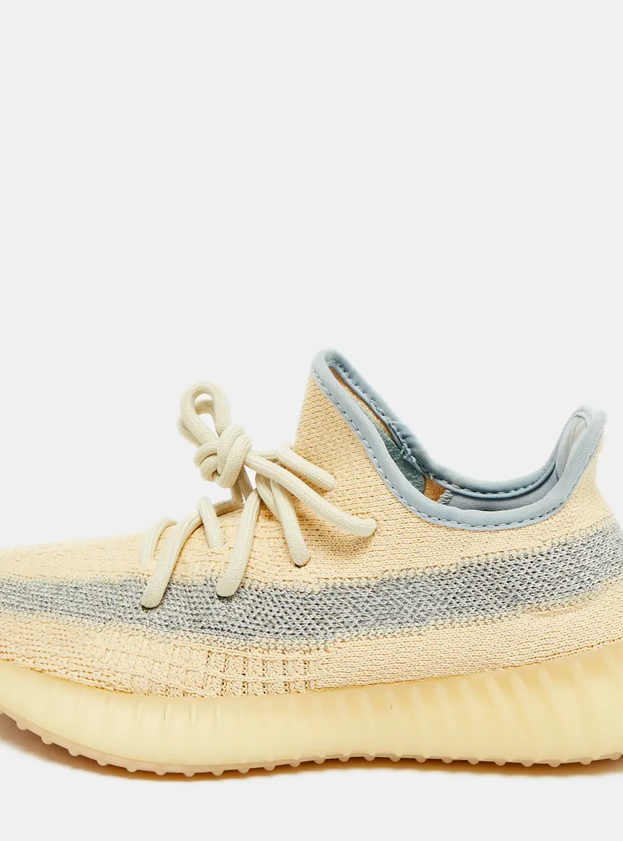 Yeezy x Adidas Boost 350 V2 Linen Size 37 1/3 Beige/Blue Knit Fabric Low Top Sneakers