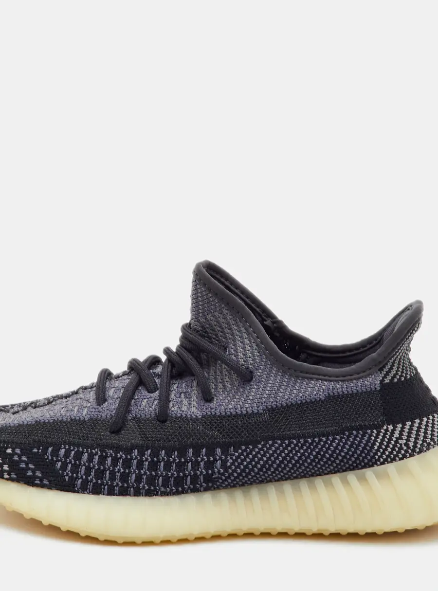 Yeezy x Adidas Boost 350 V2 Asriel Carbon Size 38 2/3 Black Knit Fabric Low Top Sneakers