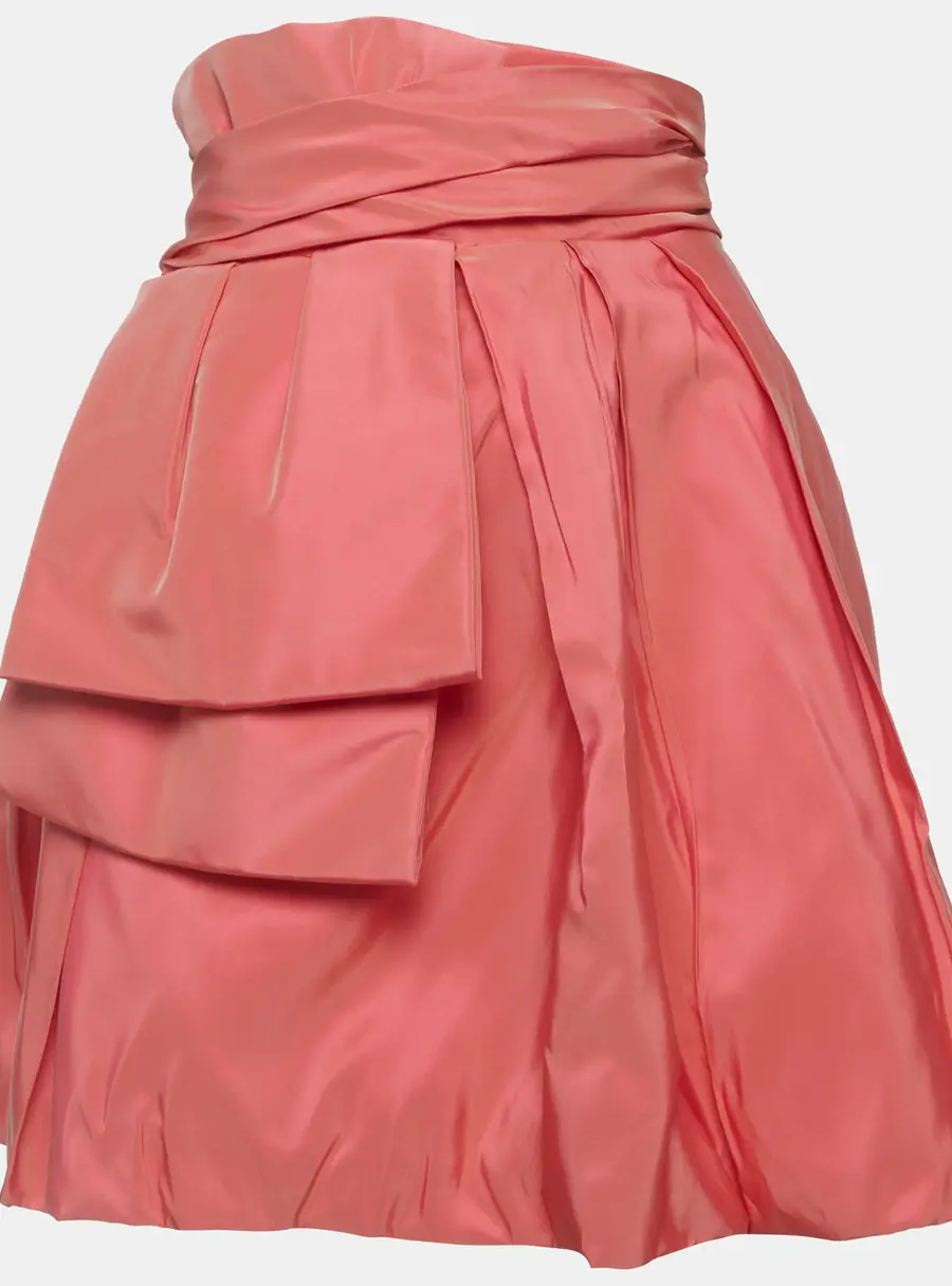 Zubair Murad Pink Satin Bow Detail Mini Skirt S