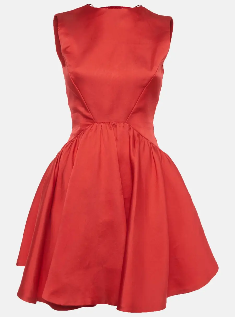 Zuhair Murad Red Satin Flared Mini Dress S