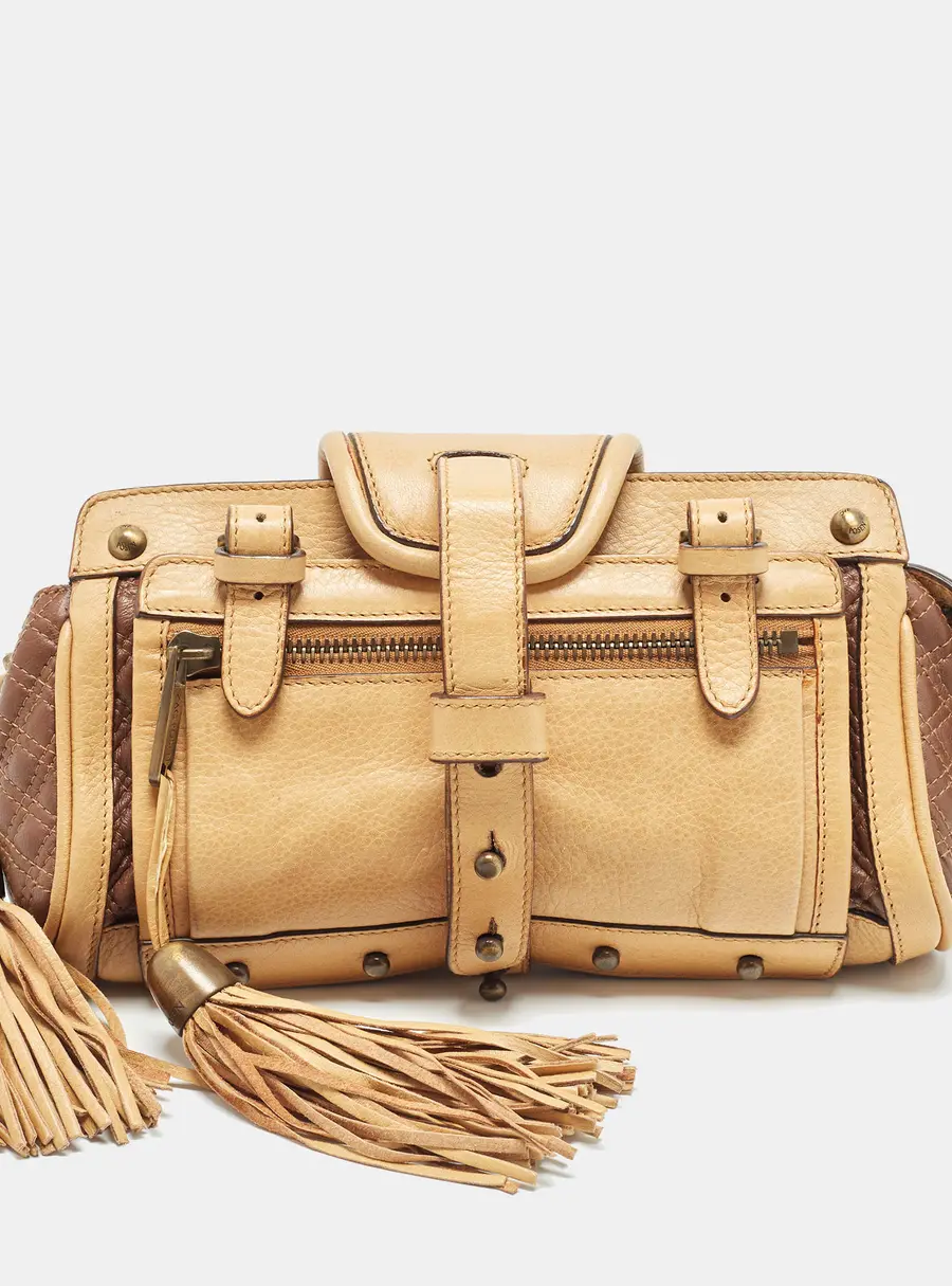Zac Posen Babs Tassel Tan Leather Clutch