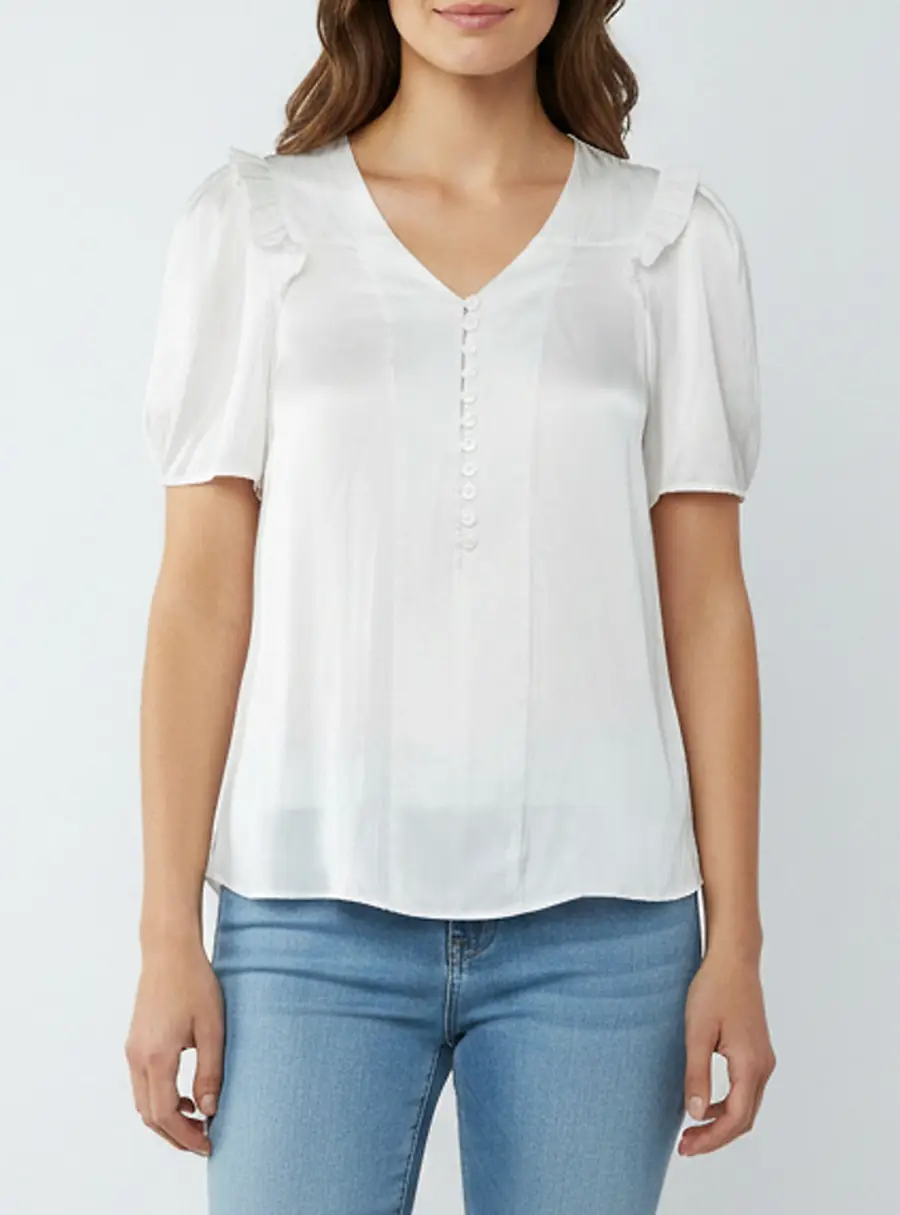 Zadig & Voltaire White Satin Twity Button Up Top S