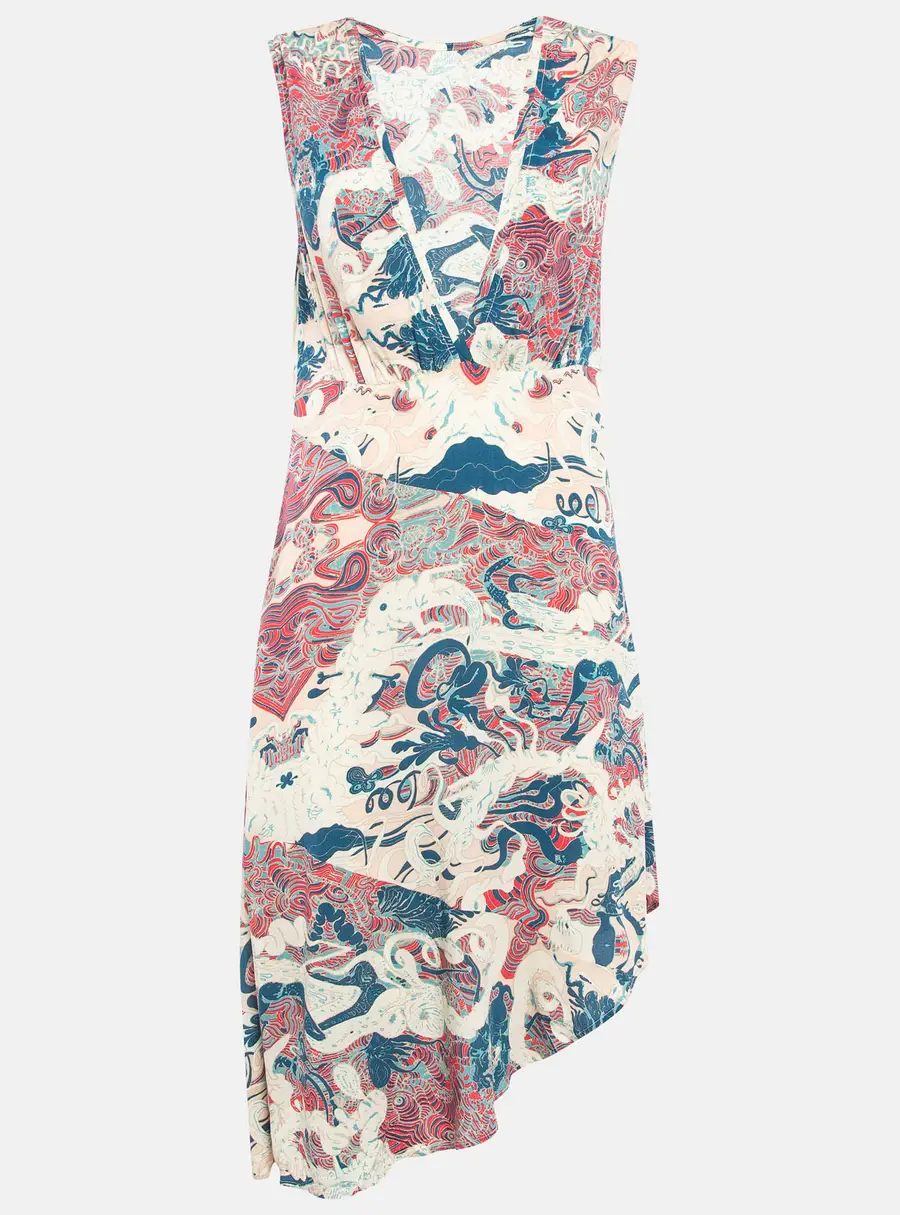 Zadig & Voltaire Pink Printed Crepe Asymmetric Root Midi Dress M