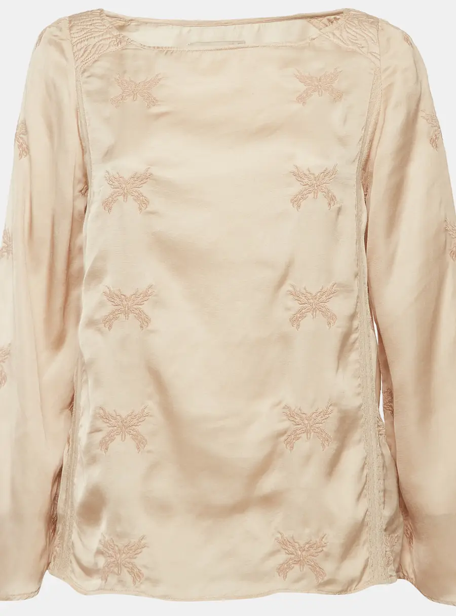 Zadig & Voltaire Beige Embroidered Crepe Tunic S