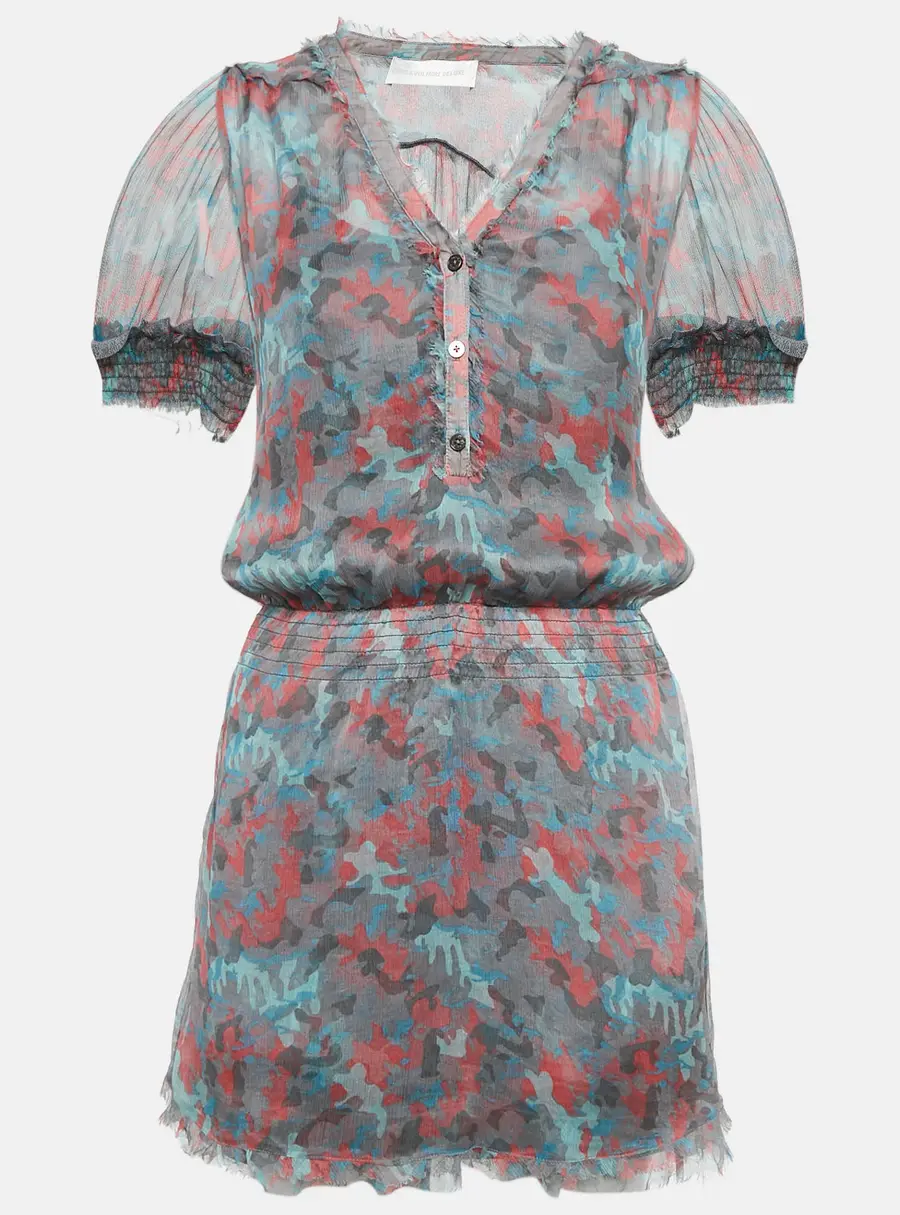 Zadig & Voltaire Deluxe Multicolor Ribal Print Silk Crepe Mini Dress XS