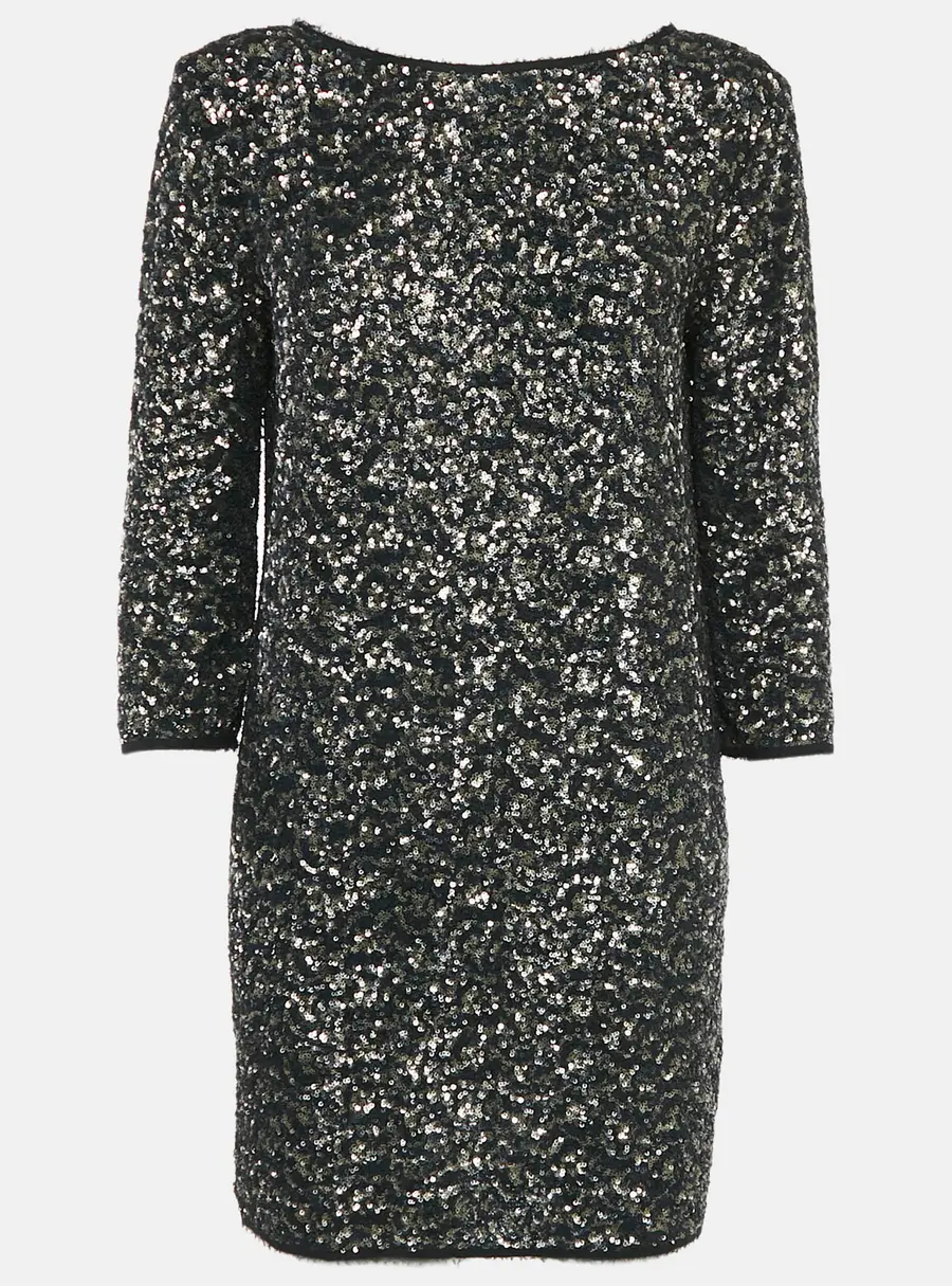 Zadig & Voltaire Deluxe Black/Gold Sequin Rousse Mini Dress M