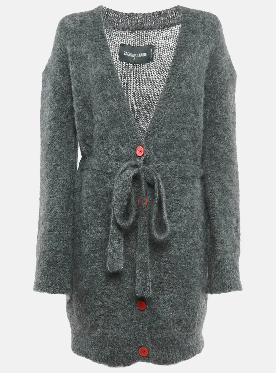 Zadig & Voltaire Green Mohair Wool Belted Romy Long Cardigan M/L