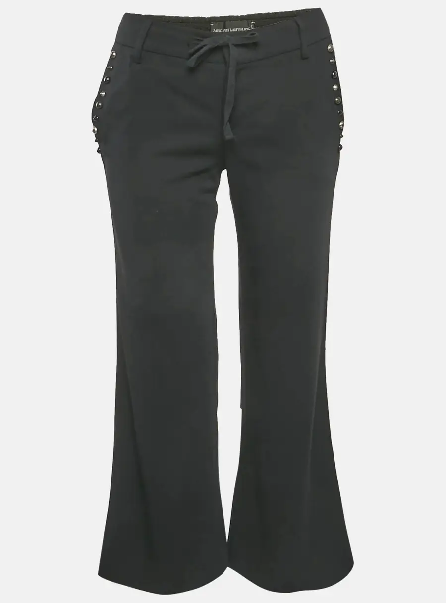 Zadig & Voltaire Deluxe Black Cotton Studded Pako Trousers S