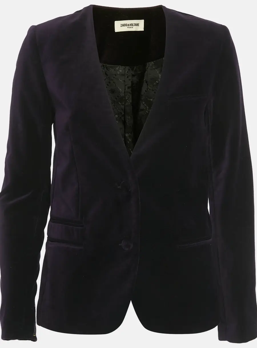 Zadig & Voltaire Purple Embroidered Velvet Vadim Blazer S