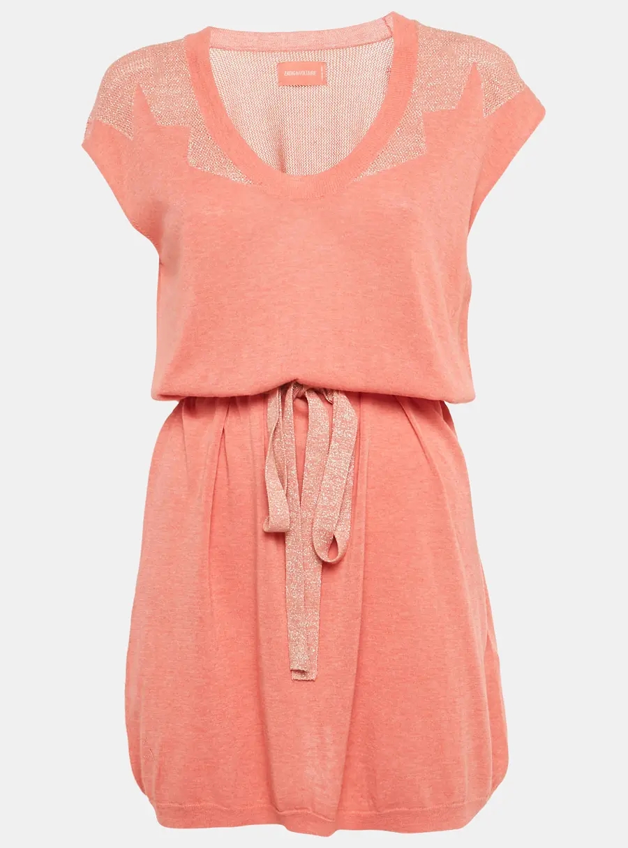 Zadig & Voltaire Candy Pink Lurex Knit Rimo Mini Dress XS