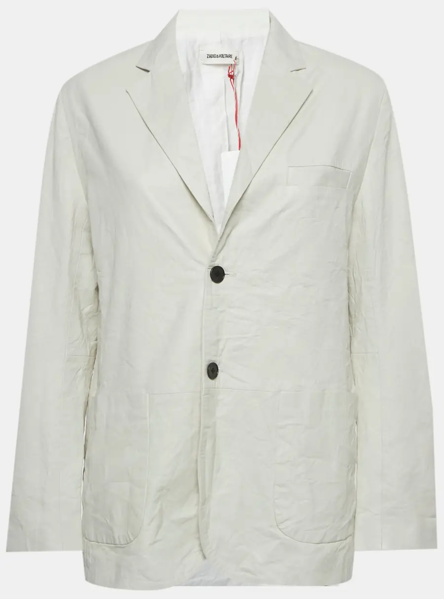 Zadig & Voltaire White Leather Single Breasted Blazer S