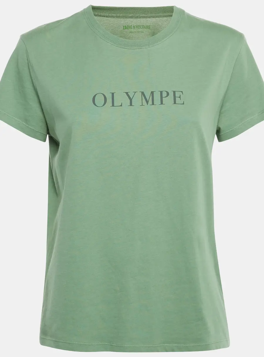 Zadig & Voltaire Green Printed Cotton Zoe Citation T-Shirt S