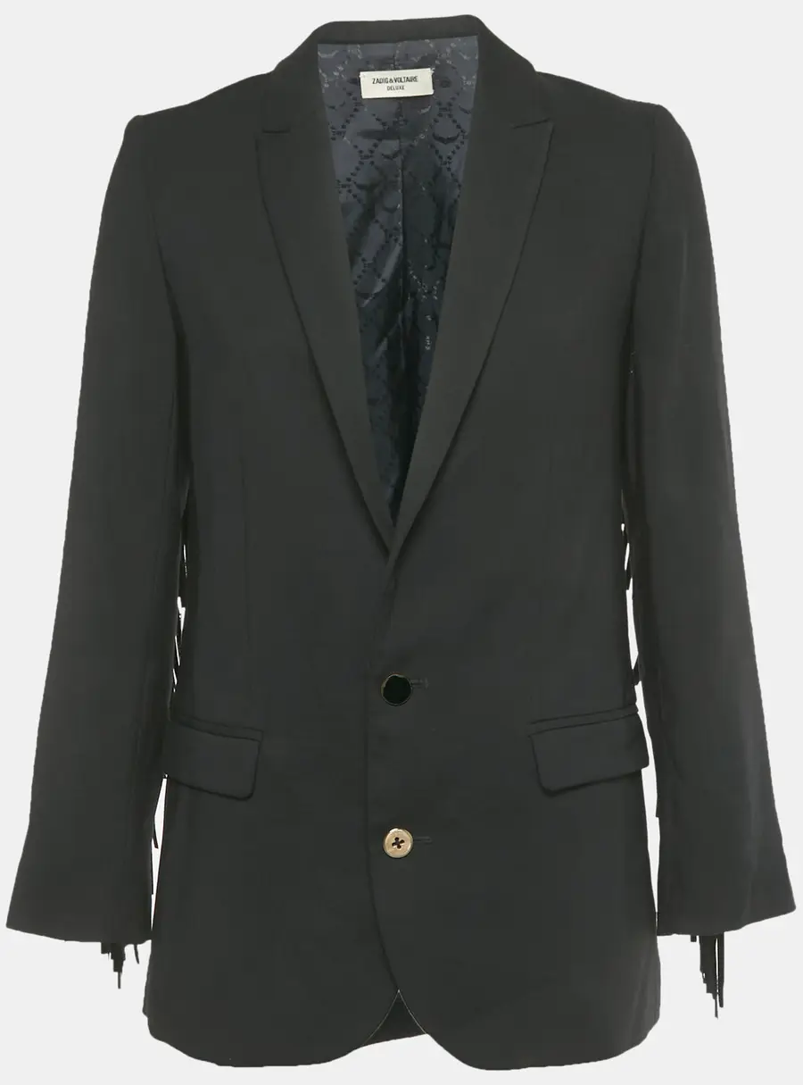 Zadig & Voltaire Deluxe Black Viva Frange Blazer S