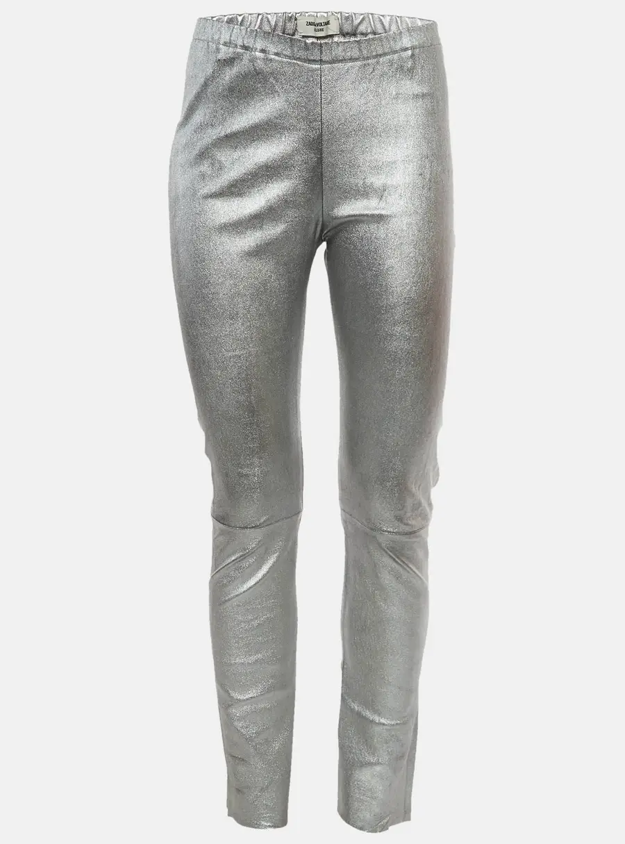 Zadig & Voltaire Deluxe Silver Leather Leggings M