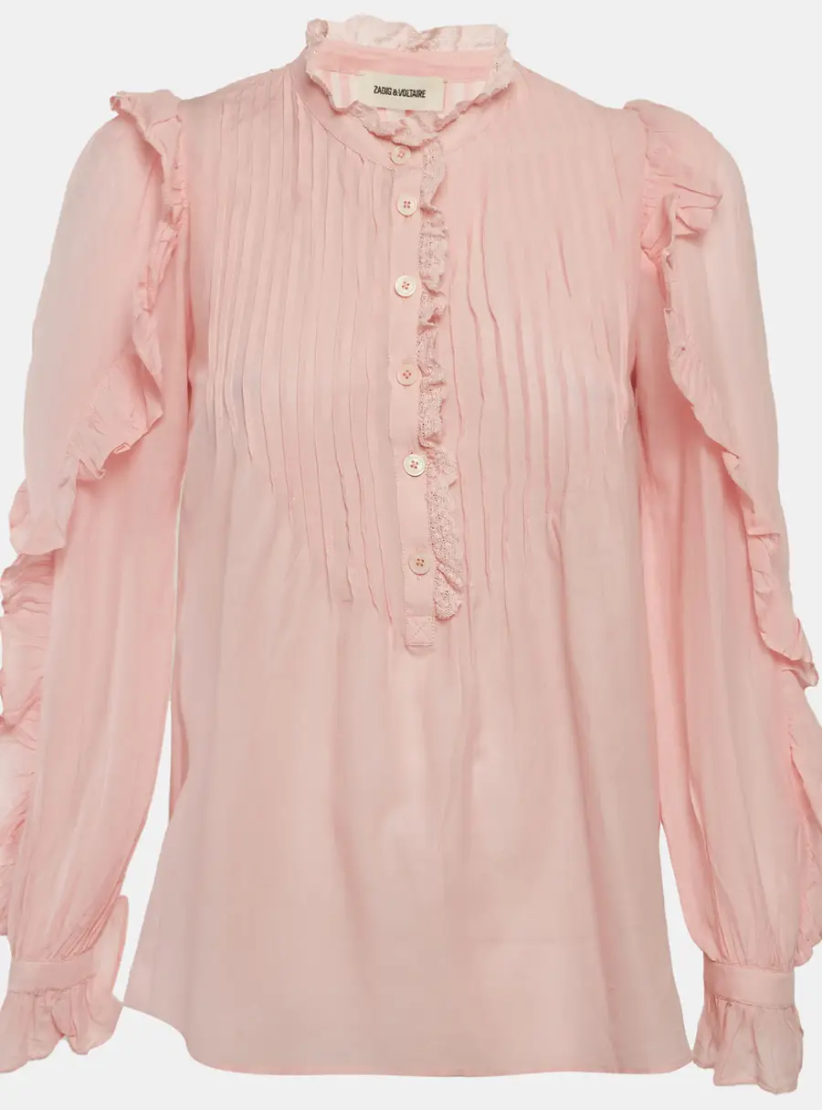 Zadig & Voltaire Pink Cotton Frilled Timmy Tomboy XS