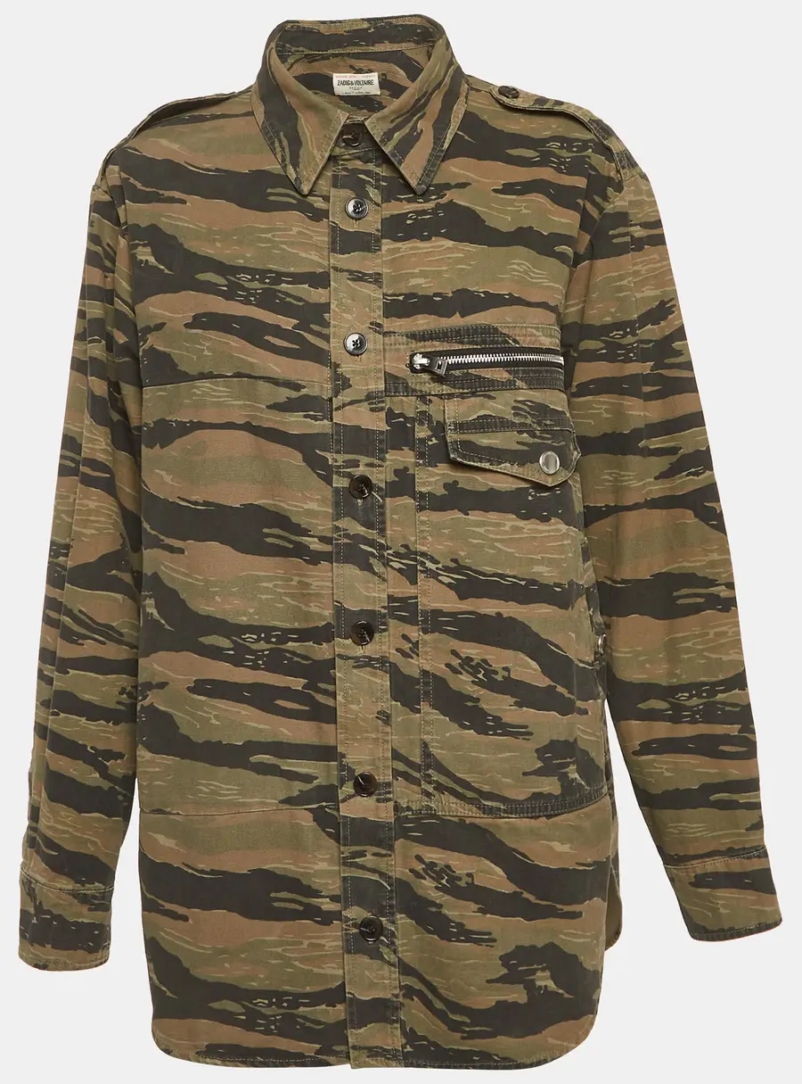 Zadig & Voltaire Military Green Camouflage Print Troy Camo Shirt M
