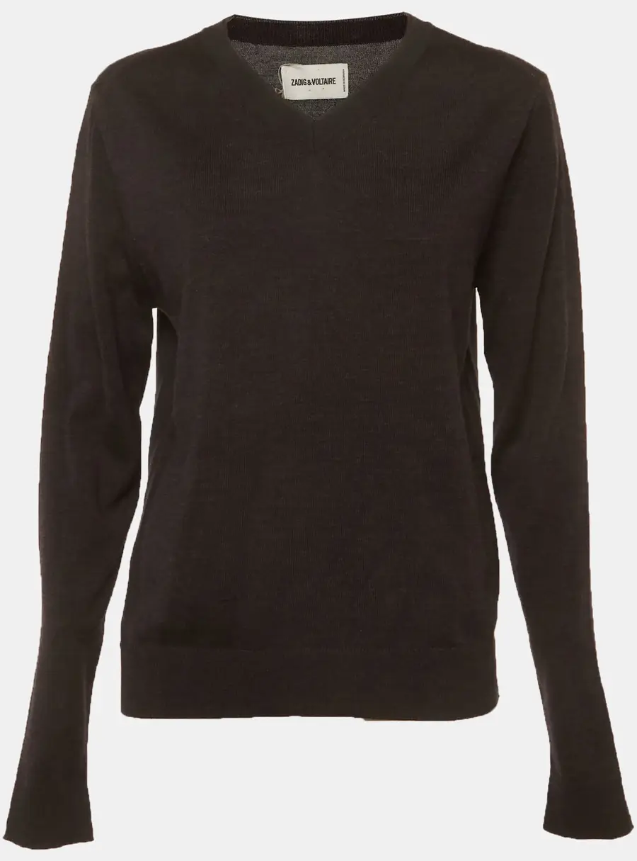 Zadig & Voltaire Charcoal Grey Wool V Neck Sweater S