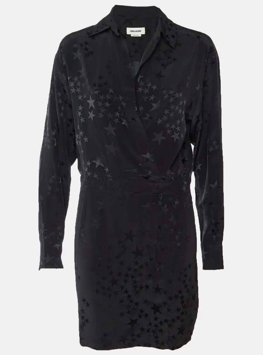 Zadig & Voltaire Black Stars Jacquard Ravy Dress L