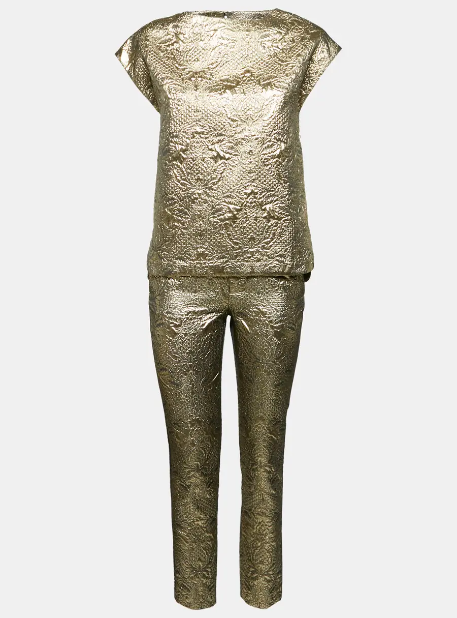 Zadig & Voltaire Deluxe Gold Brocade Top and Trousers Set S