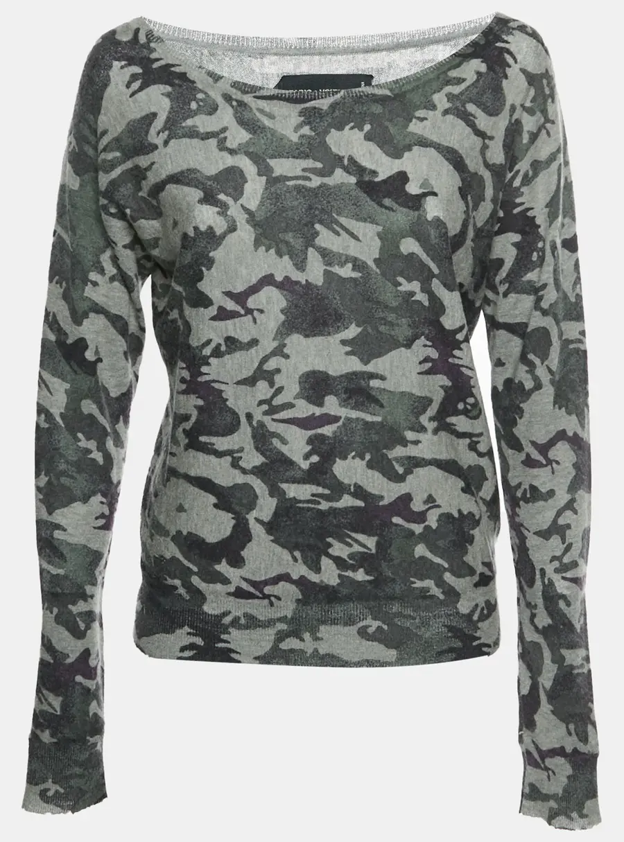Zadig & Voltaire Grey Camouflage Cashmere Knit Jumper M