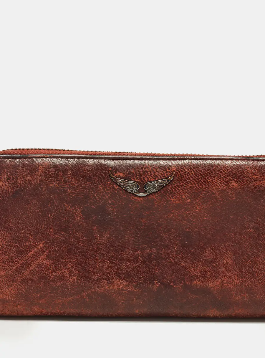 Zadig & Voltaire Brown Leather Zip Continental Wallet