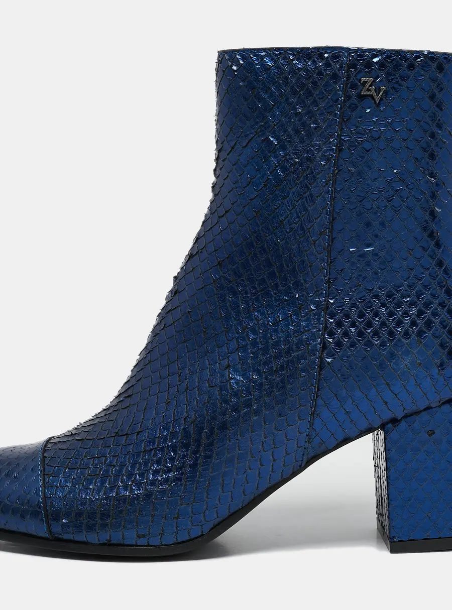 Zadig & Voltaire Size 36 Blue Python Embossed Leather Ankle Length Boots