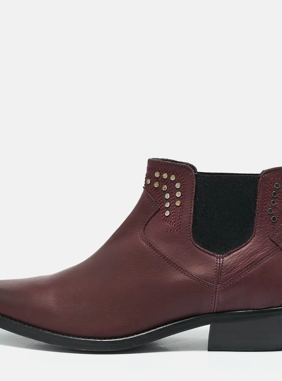 Zadig & Voltaire Burgundy Leather Studded Ankle Length Boots Size 41