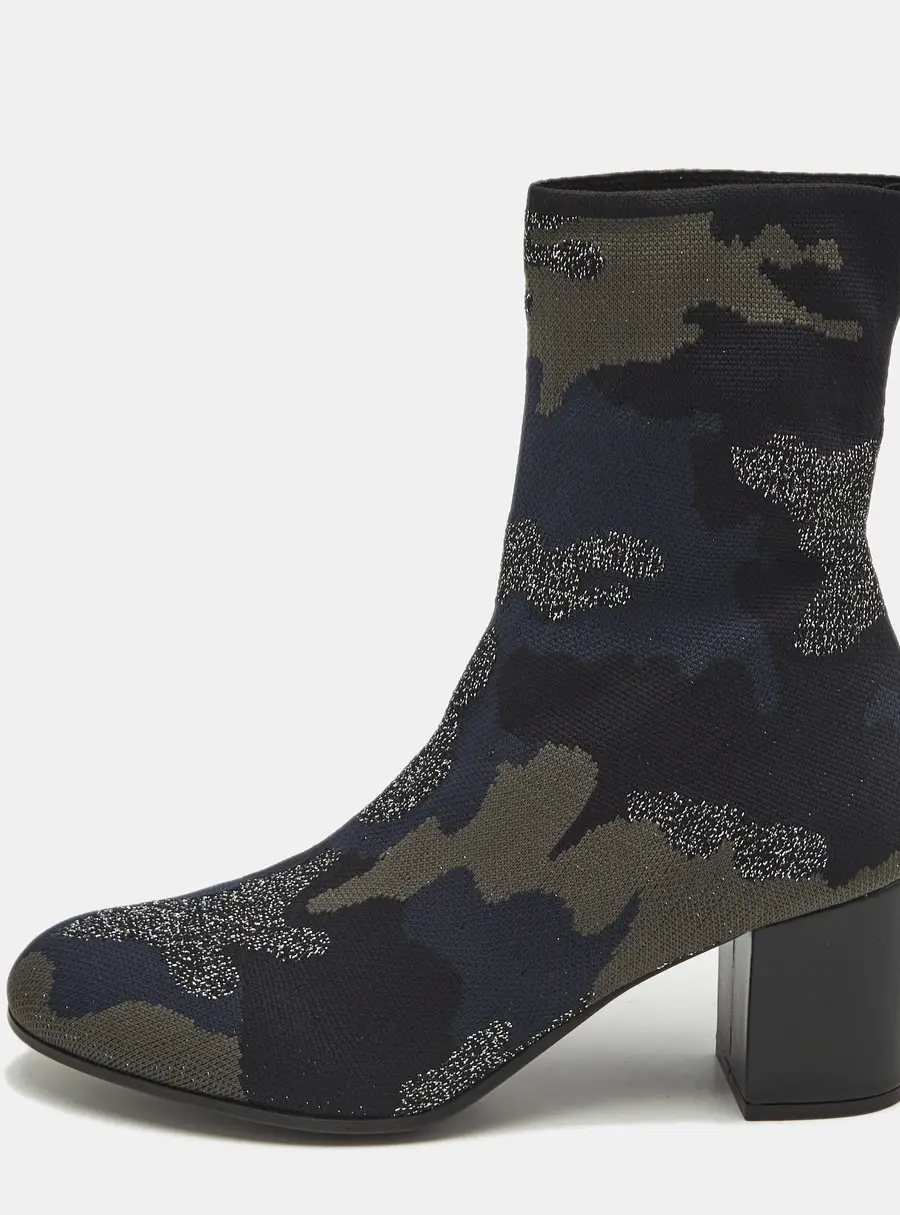 Zadig & Voltaire Multicolor Camouflage Print Knit Fabric Ankle Boots Size 40