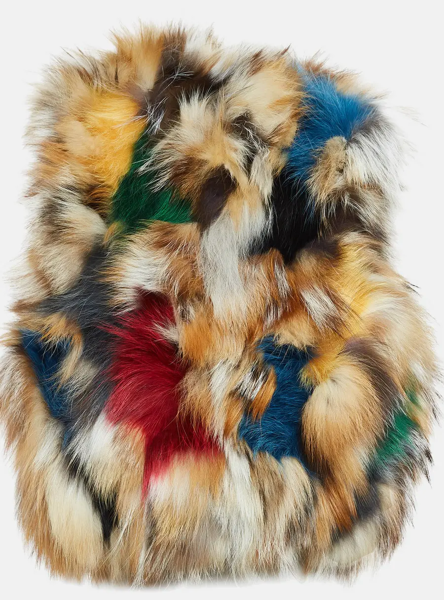 Zadig & Voltaire Deluxe Multicolor Dyed Fox Fur Fee Vest M