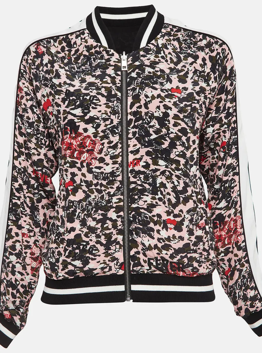Zadig & Voltaire Pink/Black Printed Crepe Reversible Billy Leo Jacket M
